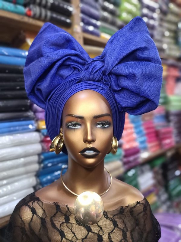 Blue Aso Oke auto gele for sale in Lagos