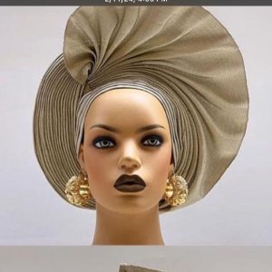 Dark creamish brown auto gele