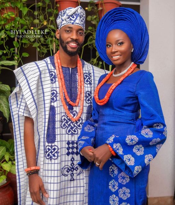 Ombre Blue and White Aso Oke