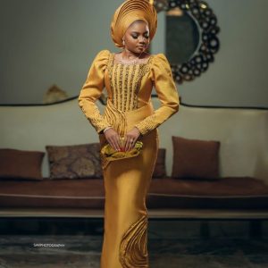 Gold Aso oke